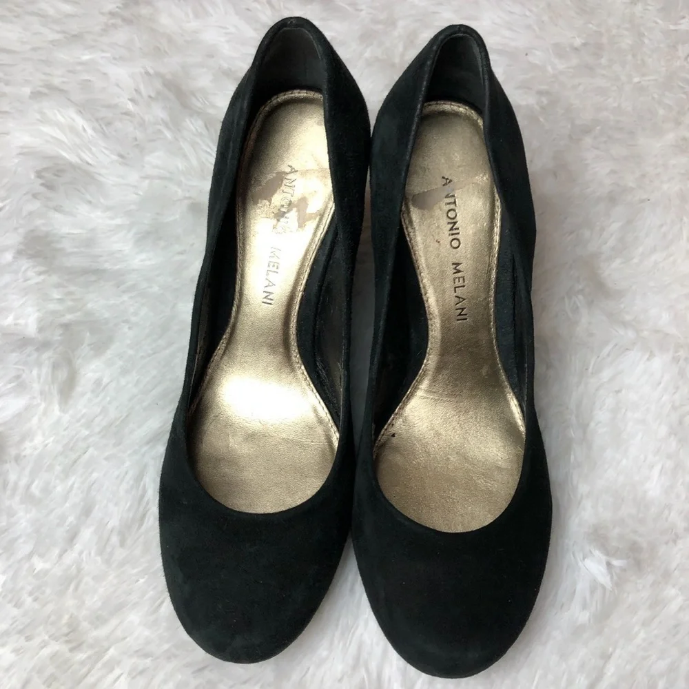 ANTONIO MELANI Black Suede/Zebra Print Calf Hair